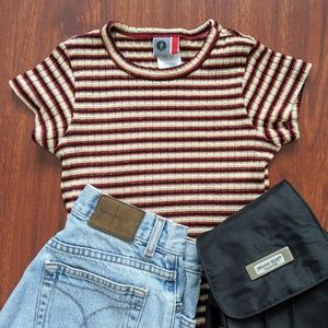 90s Striped Ribbed Top